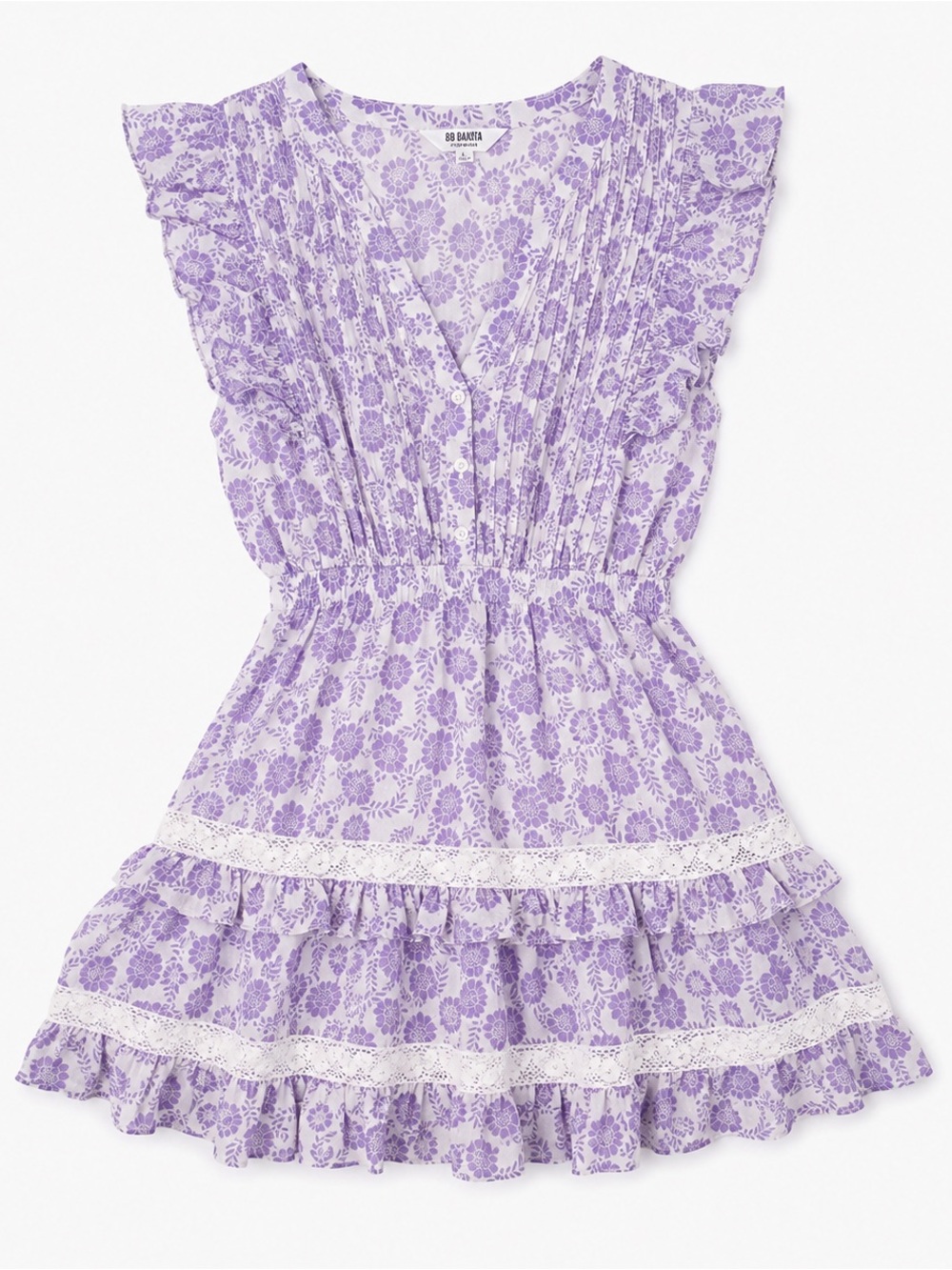 BB Dakota Steve Madden Girls Purple Floral Ruffle Lace Dress Size L